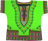 Children Traditional Colourful African Dashiki Thailand Style with Shorts (Parrot Green) - Tribe